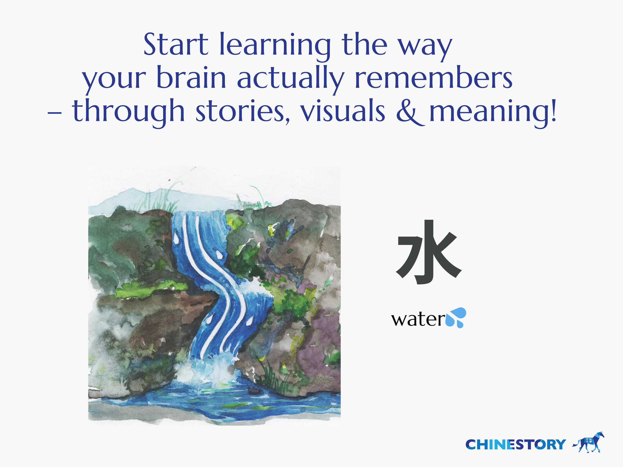 Oracle Bone script side by side Chinese character 水 water -- Chinestory storybook: In the Beginning, Illustrated by Anthony Su © Haiyan Fan