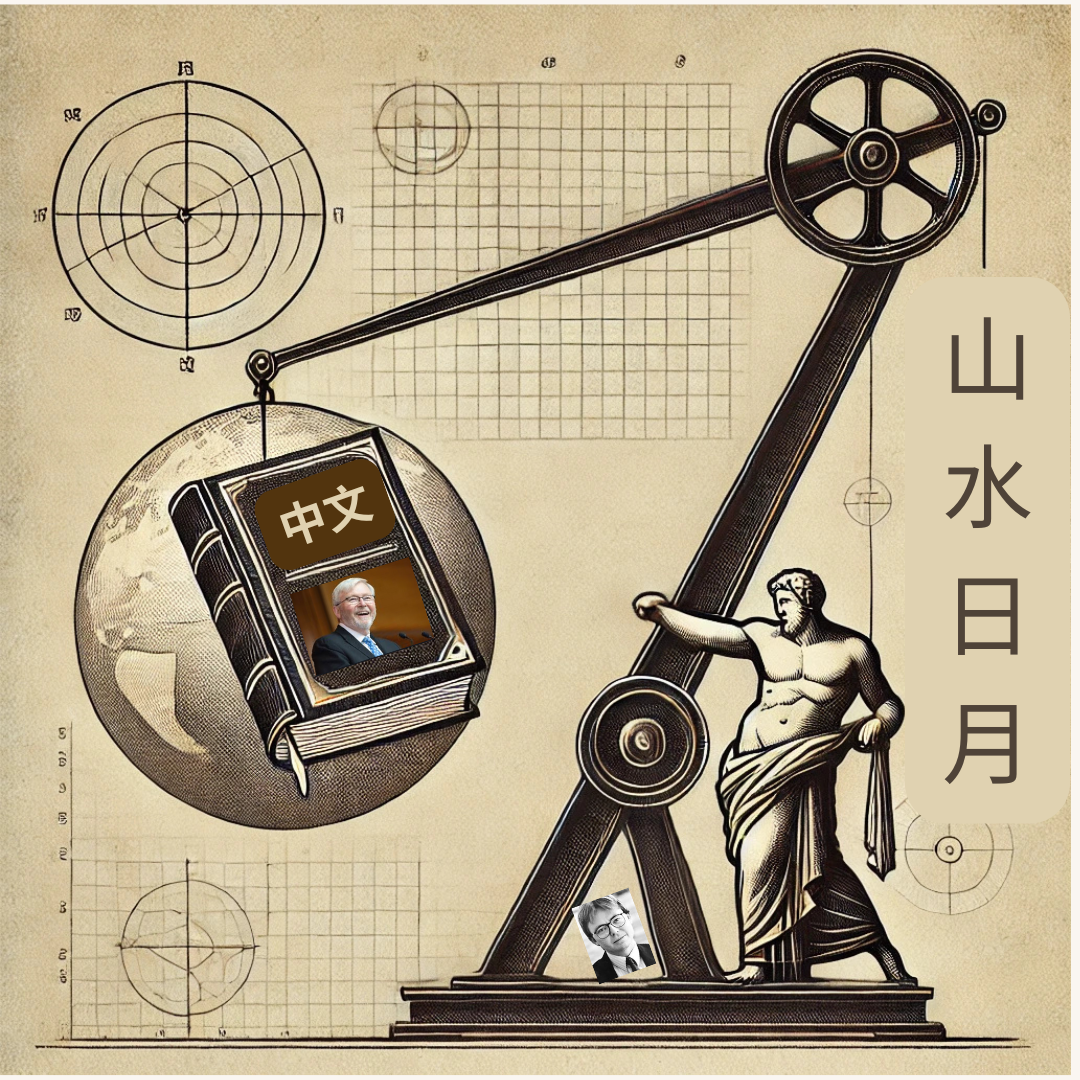 A stylized illustration of a classical Greek thinker using a giant lever to lift the Earth, symbolizing the power of leverage in learning a foreign language